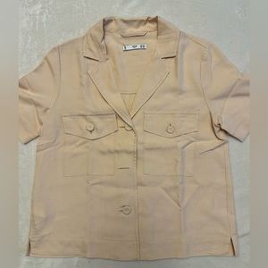 MNG ShortSleeve Casual Luxe T-Shirt with Buttons and Collar